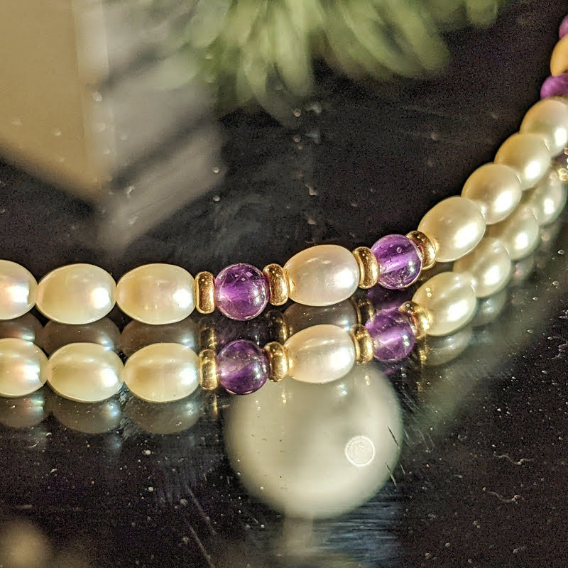 Amethyst and hot sale pearl necklace