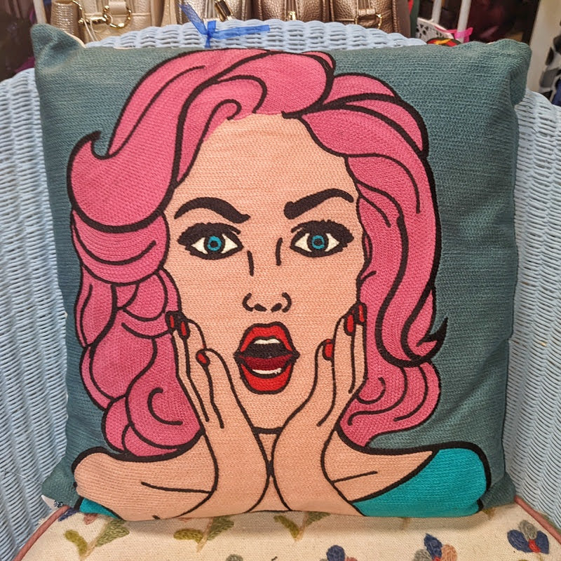 Embroidered Pop Art Cushion Malt House Emporium Ltd